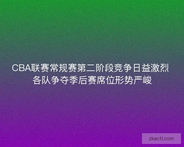 CBA联赛常规赛第二阶段竞争日益激烈 各队争夺季后赛席位形势严峻 CBA联赛常规赛第二阶段竞争日益激烈 各队争夺季后赛席位形势严峻