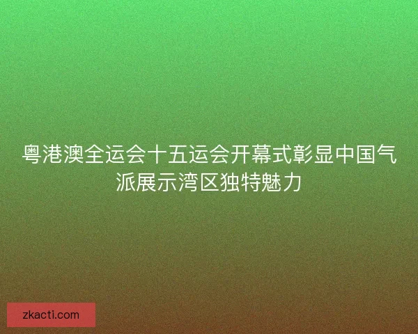 粤港澳全运会十五运会开幕式彰显中国气派展示湾区独特魅力